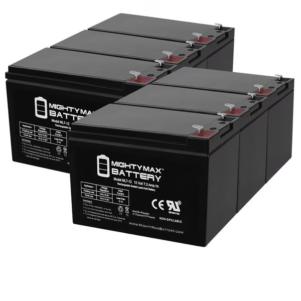 12V 7Ah SLA Replacement for Liberty S 1000MT, S 1400MT - 6 Pack, Mighty Max Battery, Mfr#: ML7-12MP636171496922033